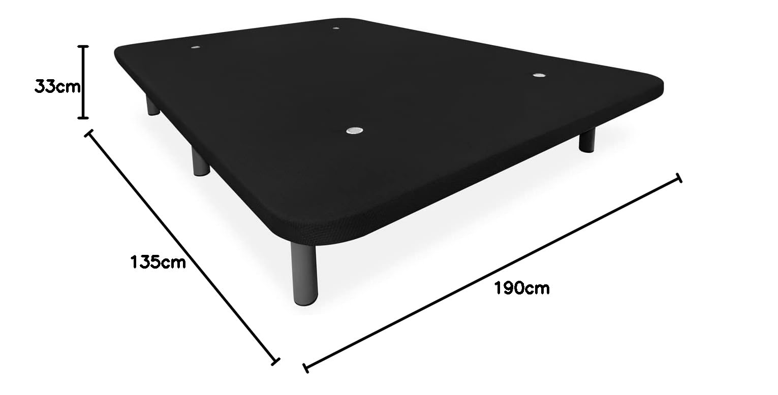 Somnia Descanso - Base Tapizada 3D Reforzada, Gran Estabilidad con 5 Barras Transversales con Válvulas de ventilación y 6 Patas metálicas roscadas de 25cm, 135x190, Gris Oscuro