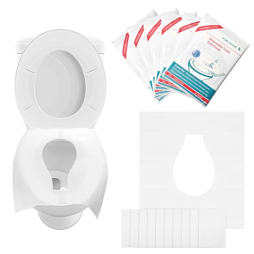 Flintronic Disposable Toilet Seat Covers, 60 Pcs Portable Toilet Seat Covers for Adults and Kids, Flushable & Biodegradable Paper Toilet Seat Covers for Public Restroom, Airplane, Train