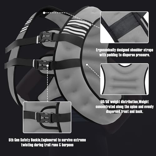 Image of NATURELUX Weighted Vest Men or Women - 5 /10 /15 /20 /25 /30lbs Weights with Reflective Stripe, Weighted Vest for Workout Equipment for Strength Training Running - Walking Weight Loss