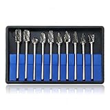 超硬バー リューター ビット ミニル ドリル 10種類 10本セットタングステン製 3mm 軸 刃幅6mm (50mm長)