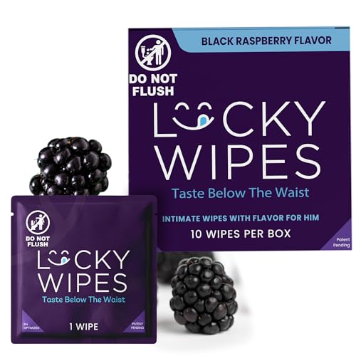 Image of Sweetums Lucky Wipes for Men, Black Raspberry - pH Balanced, 10 Ct | Individually wrapped, pH balanced flavored wipes designed for men, convenient for on-the-go freshness