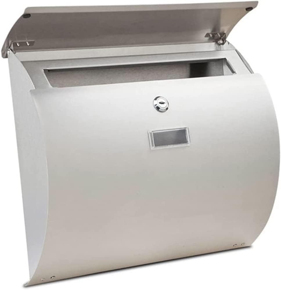 REMYS Suggestion Box Safe Lock Box Ballot Box Donation Box Elliptical Steel Wall Mount Mail Boxes with Key Lock Large Capacity Metal Postbox for House Courtyard Decoration Pendant