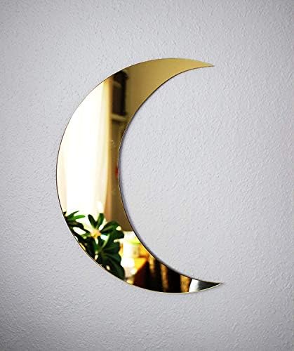 Crescent Moon Mirror - Wall Decor with Chic Boho Aesthetic for Urban Living Room Apartment Bedroom or Home - Durable Lightweight and Safe Acrylic - 13.25inch x 9.5inch