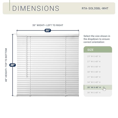 Cordless Mini Blinds for Windows, Light Filtering 1 Inch Vinyl Horizontal Window Blinds, Child Safe Cordless Window Shades, Easy Install Privacy Blinds for Bedroom, Kitchen, Office White (35"W x 48"H) by Techni Home - Used condition - Image 2