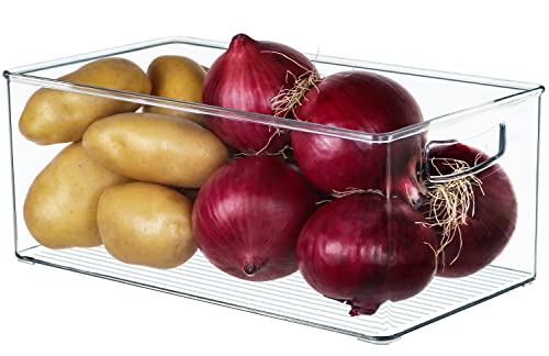 Hudgan 2 Pack Straight Sides Stackable Pantry Organizer Bins for