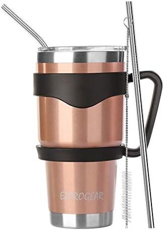 Ezprogear 1180ml (40 oz) Stainless Steel Coffee Tumbler Double Wall Vacuum Insulated Beer Mug Water Cup with Handle (40 oz, Stainless Steel)