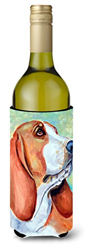 Caroline's Treasures 7227LITERK Basset Hound Wine Bottle Hugger Bottle Cooler Sleeve Hugger Machine Washable Collapsible Insulator Beverage Insulated Holder