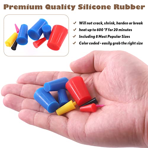 Wokape 104 Stück Hochtemperatur-Silikon-Gummi-Schutzstöpsel-Sortiment mit grüne Pulverbeschichtung Abdeckband PET-Klebeband