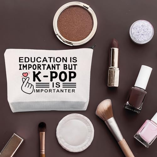 PLITI K-pop Makeup Bag Korean Drama Lover Gift Education is Important But K-pop is Importanter Toiletry Bag for Kpop Fans (Important Kpop bagU) - Image 4