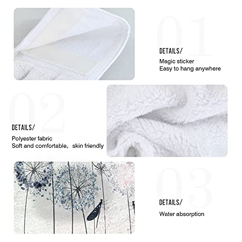 Visesunny Hanging Tie Towels 2 Pack Kitchen Hand Towels Dishcloths Sets With Loop Elegant Dandelion Dragonfly Soft Cotton Absorbent Hand Towels For Bathroom Restaurant Hotel Bbq Machine Washable #TOP4