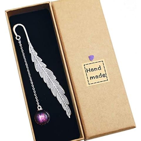 Toirxarn Birthday Constellation Metal Feather Bookmark, Luminous Pendant, is A Practical and Creative Gift for Readers,Women, Friends, Students. (Pink Pisces) Cover