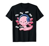 Axolotl Gaming Kids Boys Girls Anime Video Game Pew Gamer T-Shirt Small