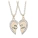 Produktbild Vi.yo Beste Freundin Halskette für 2 Herzförmiger Anhänger Lange Kette Charm Halskette für Memorial Friendship Elegantes Geschenk Edelstahl Simulierter Diamant (Golden)