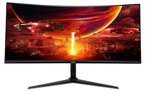 Acer Nitro XZ342CUV3, Écran PC Gaming Incurvé 34' UltraWide QHD, 180Hz (Curve 1500R, 3440x1440, 21:9, Freesync Premium, 1ms (VRB), 400Nits, 2xHDMI 2.0/1xDP 1.4) Moniteur PC curve, Pied Ajustable, Noir