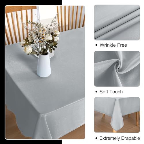 DWCN Rectangle Tablecloth - 54 x 108 Inch - Waterproof Stain and Wrinkle Resistant Washable Table Cloth, Decorative Fabric Table Cover for Kitchen Dining Room Party and Outdoor Use, Silver Grey by DWCN - Used condition - Image 2