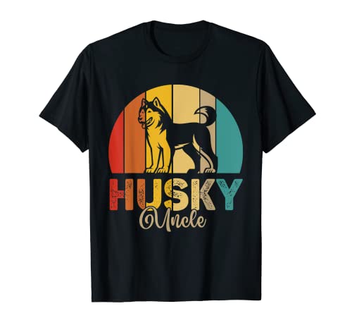 Vintage Retro Husky Uncle Funny Dog Lover Father's Day T-Shirt