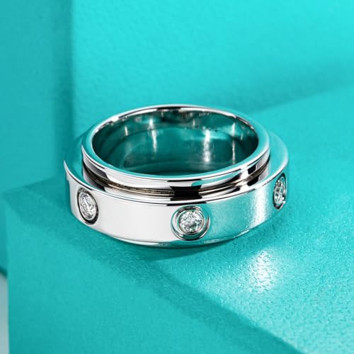 AnuClub Moissanite Gear Spinner Rings 2/2.5mm D Color VVS1 Moissanite Fidget Bands Eternity Rings for Women3