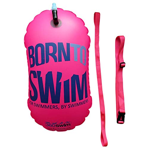 BornToSwim - Boya Flotante Unisex para Adultos, boya de Seguridad Clara, sin Bolsa Seca, Unisex, BUO-TO-U-E-O-LL, Rosa mit Born To Swim Logo, 28 x 49 cm Cover