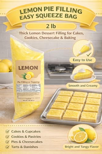 Lemon Pie Filling Easy Squeeze Bag, 2 lb – Thick Lemon Dessert Filling for Cakes, Cookies, Cheesecake & Baking - Thumbnail 3