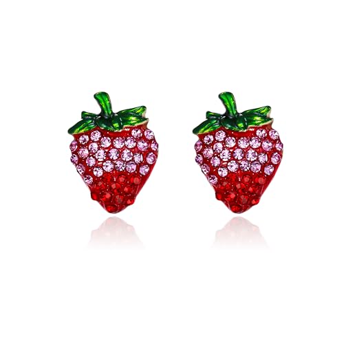 EVER FAITH Bonitos pendientes de fruta para mujer, cristal rojo y verde, hipoalergénicos, encantadores, divertidos, pequeños pendientes de cumpleaños, regalos de Pascua para hija, sobrina, Cristal