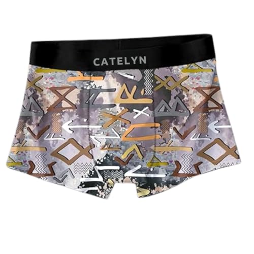 Image of CATELYN Printed Men's Extra Thin Elastic Ice Silk Underwear - Long, Comfortable, Breathable Boxer Brief Trunks, Smooth Fabric (Pack of 3)