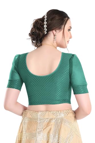 Image of FINESTFIT 100% Cotton Fabric Fashion Readymade Blouses for Women, 100% Cotton Fabric Round Neck with Organza Balloon Sleeves.