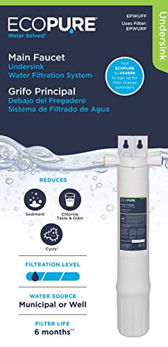 Ecopure Main Faucet Under Sink Water Filtration System (Epwuff) | Nsf Certified | No Additional Faucet Required | Cleaner Water From Your Existing Kitchen Or Bath Faucet,White #TOP4