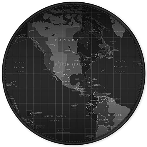 ITNRSIIET Round Mouse Pad with Stitched Edge Premium-Textured Waterproof Non-Slip Rubber Base Desktop Protection Mat Diameter 8.7 inches, Map