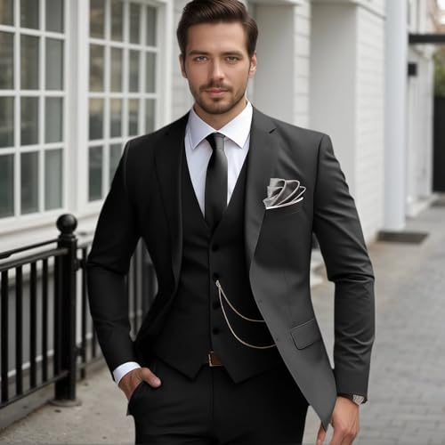 Mens Suits Slim Fit 3 Piece Wedding Groom Tuxedo Jacket Vest Pants Set Casual Prom Party Dress Suits3