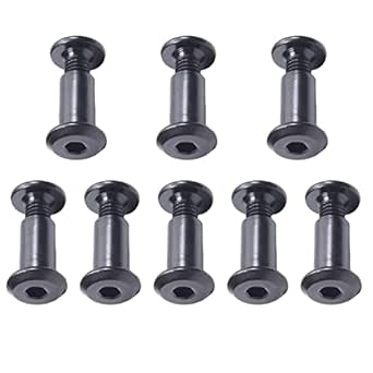Juvielich 10Pcs Male M6x10mm Screw Post Black Belt Buckle Binding Bolts Carbon Steel