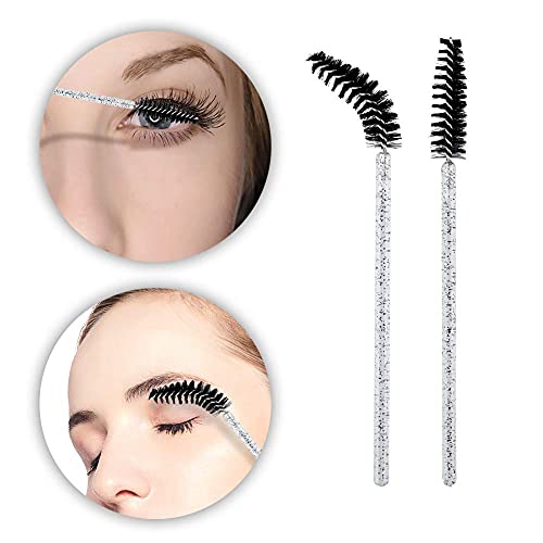 200Pcs Disposable Crystal Eyelash Mascara Brushes Wands Applicator Makeup Kits For Makeup Eyelash Extensions (Black + Pink) #TOP2