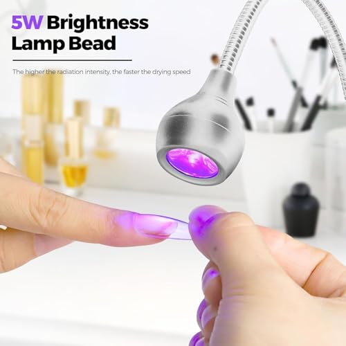 UV-Lampe für Nägel, 5 W Mini-Nageltrockner UV-Lampe für Nägel, Gel, professionelle Installation mit 360 Grad drehbarem Kopf, für die Maniküre, trockene Finger