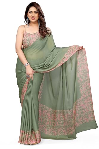 Image of MIRCHI FASHION Women's Ready to Wear 1 Minute Drape Chiffon Printed Saree with Blouse Piece