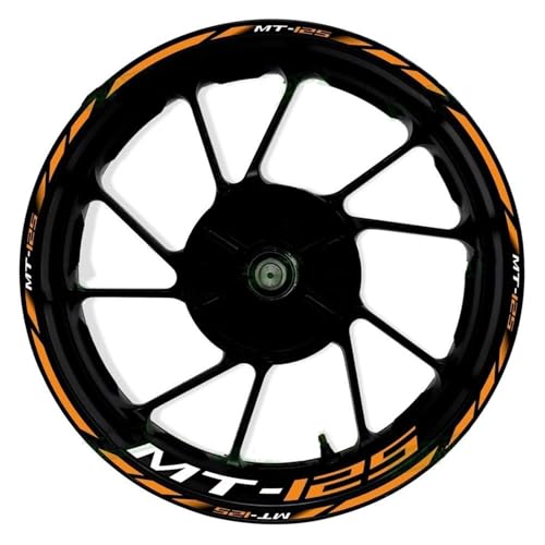Felgenr Sticker Reflektierende Felgenaufkleber Für Yamaha MT-125 MT125 MT 125 17 Zoll – wasserdichte Nabenaufkleber Motorrad Felgen Aufkleber Komplett(Farbe 9)