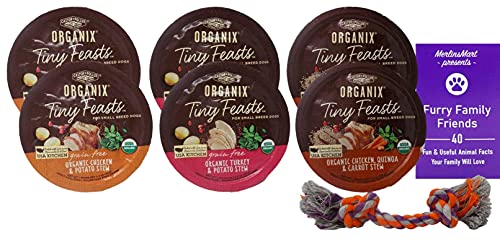 Castor & Pollux Organix Small Breed Dog Food Stews 3 Flavor 6 Can Variety (2) Each: Chicken Quinoa Carrot, Turkey Potato, Chicken Potato (3.5 Ounces) - Plus Mini Rope Toy and Fun Facts Booklet Bundle