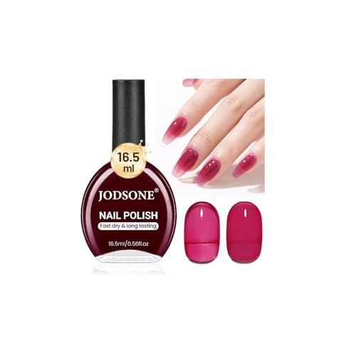 JODSONE 16,5 ml Esmalte de uñas rojo rosa gelatinoso Esmalte de uñas de gran volumen y secado rápido, brillo duradero, para uñas de manos y pies, nail art DIY