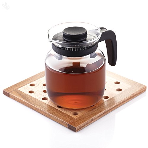 Image of Borosil 1L Carafe with Strainer Lid and Spout Mouth | Borosilicate Glass Flame Proof Glass Kettle | Microwave, Dishwasher and Oven Safe | Glass Teapot Perfect for Tea /Coffee Brewing