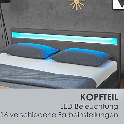 Polsterbett „Lyon“ inklusive Bettkasten – 140 x 200 cm – dunkelgrau - 4