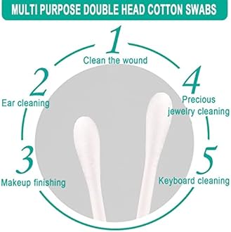 1000 Pack Cotton Swabs, Individually Wrapped Cotton Swab, Individually Wrapped Double Tipped Paper Sticks for Ear, Make-up(Double Round End)