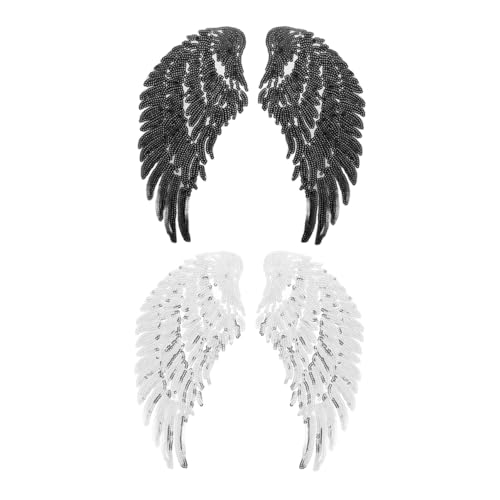 Patches appliqués aile sequins noirs pour décoration de vêtements et réparation tissus DIY 6pcs