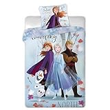 Calidad: 100% poliéster Juego de edredón Frozen Disney – 1 funda nórdica de 140 x 200 cm + 1 funda de almohada de 63 x 63 cm (juego de cama congelado)