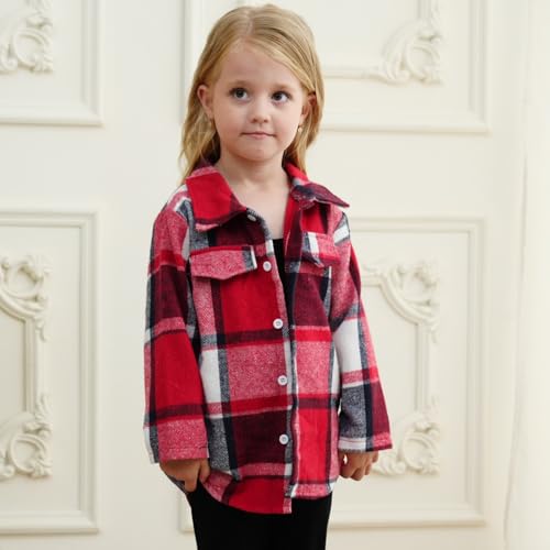 Image of Toddler Girl Clothes Plaid Long Sleeve Button Down Shirt Corduroy Overall Jumpsuit Girls Fall Winter Outfit Set