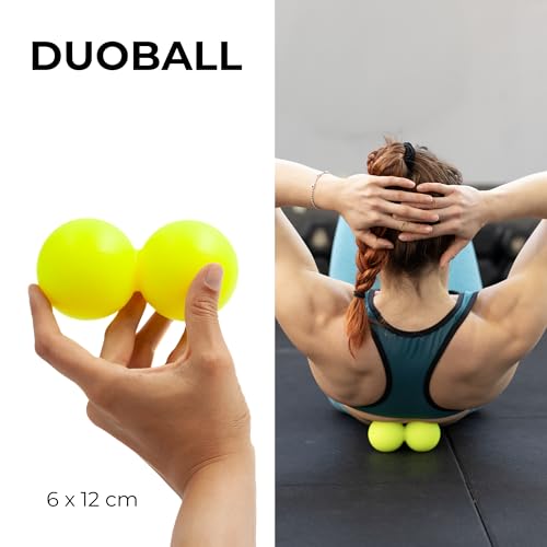 KALAHARI Massagebälle, Duoball, Faszienball und e-Book Übungen auf Deutsch - zur Selbstmassage, Faszientraining, Plantarfasziitis Entspannung, Fußmassage - Triggerpunkt für Rücken Beine Füße Hände