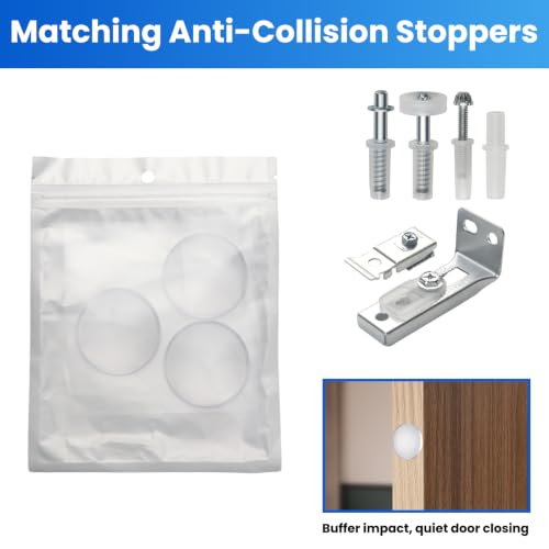 Bifold Door Hardware Kit for 2 Doors with Quiet Silicone Bumpers, Heavy Duty Bi-fold Closet Door Repair Parts Include 7/8" Guide Wheels, Top/Bottom Pivots and Brackets, Standard Folding Door Hardware by ALXBSONE - Image 5