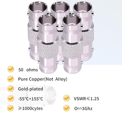 CNARIO Adaptadores BNC hembra para cable coaxial 2 piezas miniatura 4