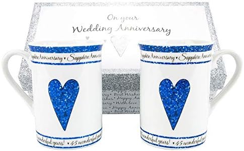 Haysoms 45th Sapphire Wedding Set Ceramic Mugs