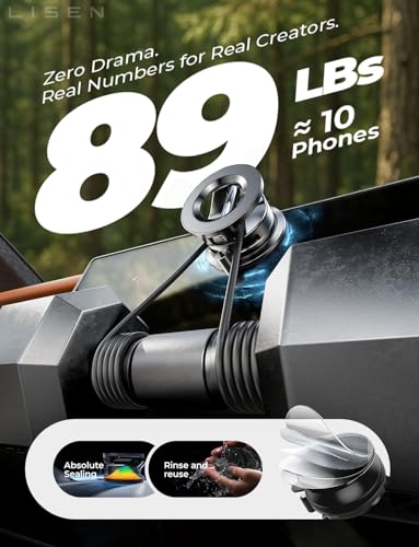 LISEN for Magsafe Car Mount, Magnetic Phone Holders for Your Car, Vacuum Phone Mount for Car Accessories for Men Women Interior Jeep BMW, SuctionPro Kits Gifts, for iPhone 17 Pro Max 16 15 14 13 - Image 3