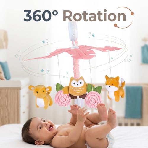 Image of SNOWIE SOFT Baby Crib Mobile with Music and Lights Starlight Projection, Remote Control Nursery Mobile for Infant Sleep Support