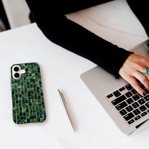DJSOK Compatible with iPhone 17,Glossy PC Anti-Scratch Shockproof Case - Aesthetic Toned Tiles Green Glass by DJSOK - Used condition - Image 7