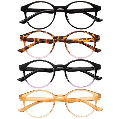 Image of Przene 4 Pack Blue Light Blocking Glasses for Women Men,Retro Round Computer Gaming Glasses Anti Eye Strain /UV /Glare (Standard, Mixed Color-C2)